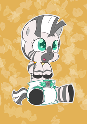 Size: 883x1248 | Tagged: safe, artist:artiecanvas, zecora, zebra, g4, artiecanvas is trying to murder us, baby, baby zebra, cute, cutie mark diapers, diaper, female, foal, poofy diaper, solo, zecorable