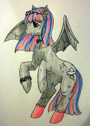 Size: 753x1044 | Tagged: safe, artist:divinekitten, pony, monster high, ponified, rochelle goyle, solo, traditional art