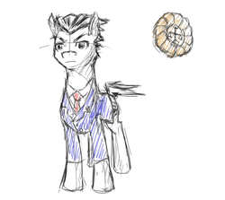 Size: 955x850 | Tagged: safe, earth pony, pony, ace attorney, crossover, male, phoenix wright, ponified, sketch, solo, stallion