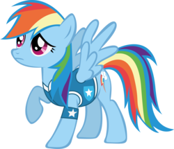 Size: 5896x5079 | Tagged: dead source, safe, artist:waranto, rainbow dash, pegasus, pony, g4, winter wrap up, absurd resolution, clothes, female, looking up, mare, raised hoof, show accurate, simple background, solo, spread wings, transparent background, vector, vest, weather team, wings, winter wrap up vest