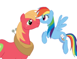 Size: 1024x786 | Tagged: safe, artist:horsefan999, big macintosh, rainbow dash, earth pony, pony, g4, male, nuzzling, ship:rainbowmac, shipping, stallion, straight