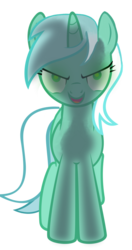 Size: 649x1232 | Tagged: safe, artist:mysterymelt, lyra heartstrings, pony, unicorn, g4, female, glare, horn, looking at you, mare, mind control, open mouth, possessed, simple background, smiling, solo, standing, transparent background, vector