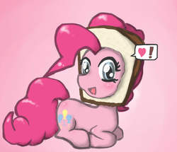 Size: 930x800 | Tagged: dead source, safe, artist:239asd, pinkie pie, g4, bread, bread head, breading, female, prone, solo