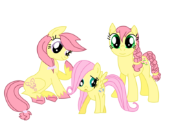 Size: 1048x762 | Tagged: safe, artist:flikaline, fluttershy, posey, sky skimmer, g1, g2, g4, g1 to g4, g2 to g4, generation leap, younger