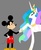 Size: 1334x1631 | Tagged: safe, artist:vincentthecrow, princess celestia, g4, disney, duo, mickey mouse, tyrant celestia