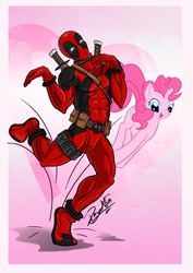 Size: 2480x3508 | Tagged: safe, artist:dawnallies, pinkie pie, g4, crossover, deadpool