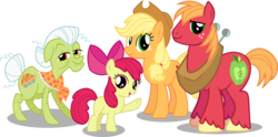 Size: 2398x1192 | Tagged: safe, artist:vector-brony, apple bloom, applejack, big macintosh, granny smith, earth pony, pony, g4, apple family, female, filly, male, mare, simple background, stallion, transparent background, vector