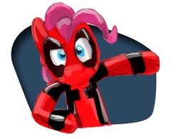 Size: 300x234 | Tagged: safe, artist:pinkie-pool, pinkie pie, g4, clothes, cosplay, costume, deadpool, female, marvel, pinkiepool, solo