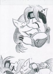 Size: 850x1170 | Tagged: safe, artist:digitaldomain123, applejack, oc, g4, canon x oc, traditional art