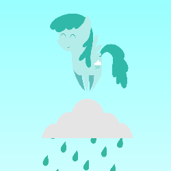 Size: 800x800 | Tagged: safe, artist:bluemeganium, spring melody, sprinkle medley, g4, animated, cute, female, jumping, pointy ponies, rain, raincloud, solo