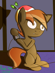 Size: 664x879 | Tagged: safe, artist:feline-gamer, button mash, earth pony, pony, g4, colt, foal, gaming, hooves, male, playing, sitting, solo