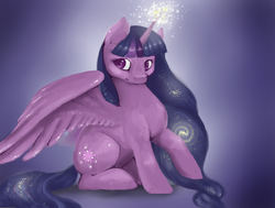 Size: 576x435 | Tagged: safe, artist:popodu955, twilight sparkle, alicorn, pony, g4, female, mare, sitting, solo, twilight sparkle (alicorn)