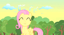 Size: 500x281 | Tagged: safe, screencap, fluttershy, g4, season 1, the cutie mark chronicles, animated, blank flank, female, filly, filly fluttershy, flapping, solo, sonic rainboom, younger