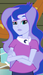 Size: 602x1044 | Tagged: safe, princess luna, vice principal luna, equestria girls, g4, crossed arms, female, frown, looking at you, luna is not amused, raised eyebrow, serious, solo, unamused