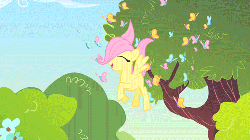 Size: 500x281 | Tagged: safe, screencap, fluttershy, bird, butterfly, rabbit, g4, season 1, the cutie mark chronicles, animated, blank flank, female, filly, filly fluttershy, flying, solo, younger
