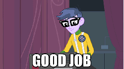 Size: 576x324 | Tagged: safe, edit, edited screencap, screencap, micro chips, equestria girls, g4, my little pony equestria girls, animated, background human, gif, image macro, male, solo
