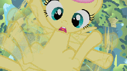 Size: 400x225 | Tagged: safe, screencap, fluttershy, pegasus, pony, g4, season 1, the cutie mark chronicles, animated, cute, falling, female, filly, filly fluttershy, flailing, peril, shyabetes, solo, vertigo, younger