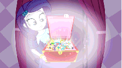 Size: 576x324 | Tagged: safe, screencap, rarity, equestria girls, g4, my little pony equestria girls, animated, box, female, jewelry, solo, this is our big night