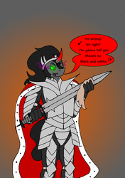 Size: 2304x3272 | Tagged: safe, artist:americananomaly, king sombra, anthro, g4, antagonist, anthroquestria, armor, male, queen (band), singing, solo, song reference, sword, tumblr