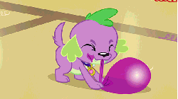 Size: 576x324 | Tagged: safe, screencap, spike, dog, equestria girls, g4, my little pony equestria girls, animated, balloon, male, solo, spike the dog, that dog sure does love balloons