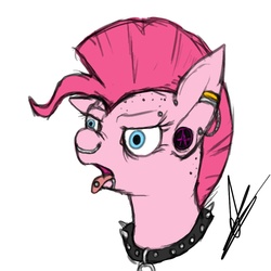 Size: 1000x1000 | Tagged: safe, artist:elenazilla, pinkie pie, g4, female, piercing, punk, punkie pie, solo