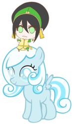 Size: 802x1350 | Tagged: safe, oc, oc:snowdrop, human, pegasus, pony, avatar the last airbender, crossover, female, filly, foal, simple background, toph bei fong, transparent background, vector