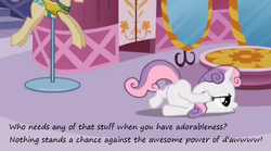 Size: 763x424 | Tagged: safe, edit, edited screencap, screencap, sweetie belle, g4, sisterhooves social, cute, female, insane pony thread, scooting, solo, tumblr