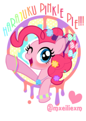 Size: 744x1052 | Tagged: safe, pinkie pie, earth pony, pony, ask harajukupinkiepie, g4, blushing, bow, bust, cute, decora, diapinkes, female, hair accessory, hair bow, harajuku, heart, jewelry, necklace, one eye closed, open mouth, portrait, solo, wink