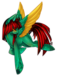 Size: 1016x1376 | Tagged: safe, artist:couratiel, oc, oc only, oc:slipstream, pegasus, pony, green, simple background, solo