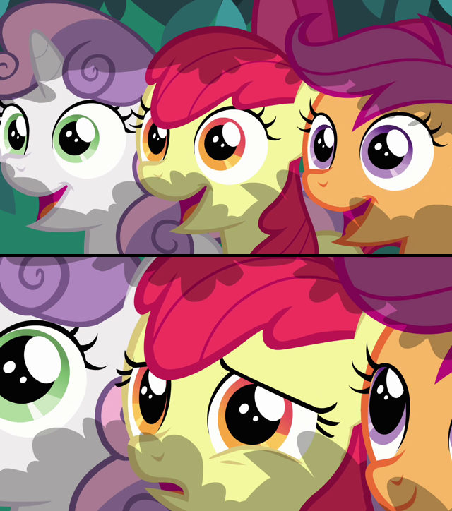 Safe Apple Bloom Scootaloo Sweetie Belle Reaction Image Derpibooru