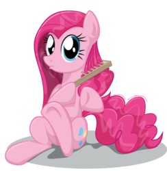 Size: 1772x1818 | Tagged: safe, artist:jcosneverexisted, pinkie pie, earth pony, pony, g4, comb, combing, cute, diapinkes, female, flat mane, looking at you, pinkamena diane pie, simple background, solo, transparent background