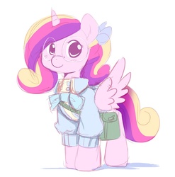 Size: 850x861 | Tagged: safe, artist:ende26, princess cadance, alicorn, pony, g4, bow, clothes, female, glasses, solo