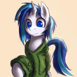 Size: 898x898 | Tagged: safe, artist:swaetshrit, edit, dj pon-3, vinyl scratch, g4, alternate eye color, background pony, blue, blue eyes, eyes, female, recolor, solo