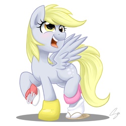 Size: 1500x1500 | Tagged: safe, artist:steffy-beff, derpy hooves, pegasus, pony, g4, clothes, female, galoshes, high heels, mare, mismatched shoes, sandals, shoes, sneakers, solo, wardrobe misuse