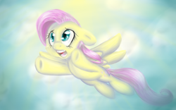 Size: 1440x900 | Tagged: safe, artist:xtime-warpedx, fluttershy, g4, female, flying, sky, solo