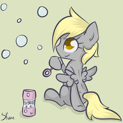 Size: 900x900 | Tagged: safe, artist:skune, derpy hooves, pegasus, pony, g4, bubble, cute, derpabetes, female, mare, solo