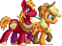 Size: 256x192 | Tagged: safe, artist:ketrindarkdragon, applejack, big macintosh, earth pony, pony, g4, male, my little pony: elements of dissonance, pixel art, sprite, stallion