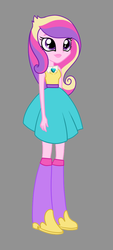 Size: 516x1140 | Tagged: safe, artist:disfiguredstick, princess cadance, human, equestria girls, g4, female, gray background, simple background, solo, standing