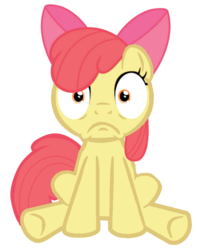 Size: 900x1145 | Tagged: safe, artist:kuren247, apple bloom, earth pony, pony, g4, female, filly, foal, shocked, simple background, sitting, solo, transparent background