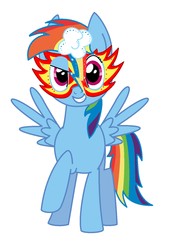 Size: 1024x1412 | Tagged: safe, artist:nibblesgerbil, rainbow dash, pegasus, pony, g4, female, hooves, mare, mask, simple background, smiling, solo, spread wings, teeth, vector, white background, wings