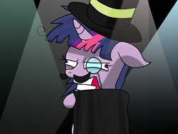 Size: 900x675 | Tagged: safe, artist:10art1, twilight sparkle, g4, female, hat, magic, monocle, monocle and top hat, solo, top hat, twilight snapple