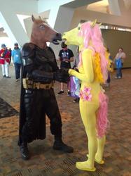 Size: 1280x1707 | Tagged: safe, fluttershy, shining armor, human, bronycon, bronycon 2013, g4, batman, cosplay, hoers mask, irl, irl human, photo