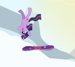 Size: 354x314 | Tagged: safe, twilight sparkle, g4, fail, female, snowboard, snowboarding, solo