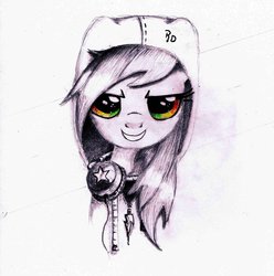 Size: 891x897 | Tagged: safe, artist:lailyren, rainbow dash, g4, clothes, female, headphones, hoodie, sketch, solo