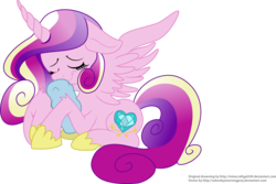 Size: 2392x1598 | Tagged: safe, artist:minecraftgal240, artist:saturdaymorningproj, princess cadance, oc, alicorn, pony, g4, eyes closed, female, hilarious in hindsight, mare, offspring, parent:princess cadance, simple background, smiling, transparent background