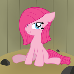 Size: 700x700 | Tagged: safe, artist:twithehedgehog, pinkie pie, g4, female, filly, pinkamena diane pie, scrunchy face, solo, unamused