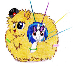 Size: 944x847 | Tagged: safe, artist:lailyren, dj pon-3, vinyl scratch, oc, oc:fluffle puff, g4