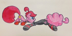 Size: 1280x647 | Tagged: safe, artist:adurot, oc, oc only, earth pony, pony, ask-pony-kirby, traditional art, vore