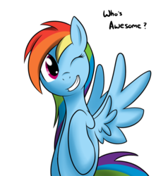Size: 750x850 | Tagged: safe, rainbow dash, pegasus, pony, g4, awesome, female, mare, simple background, solo, transparent background, wink