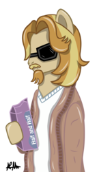 Size: 1524x2633 | Tagged: safe, artist:cami-rivers, jeff letrotski, semi-anthro, g4, ponified, solo, the big lebowski, the dude